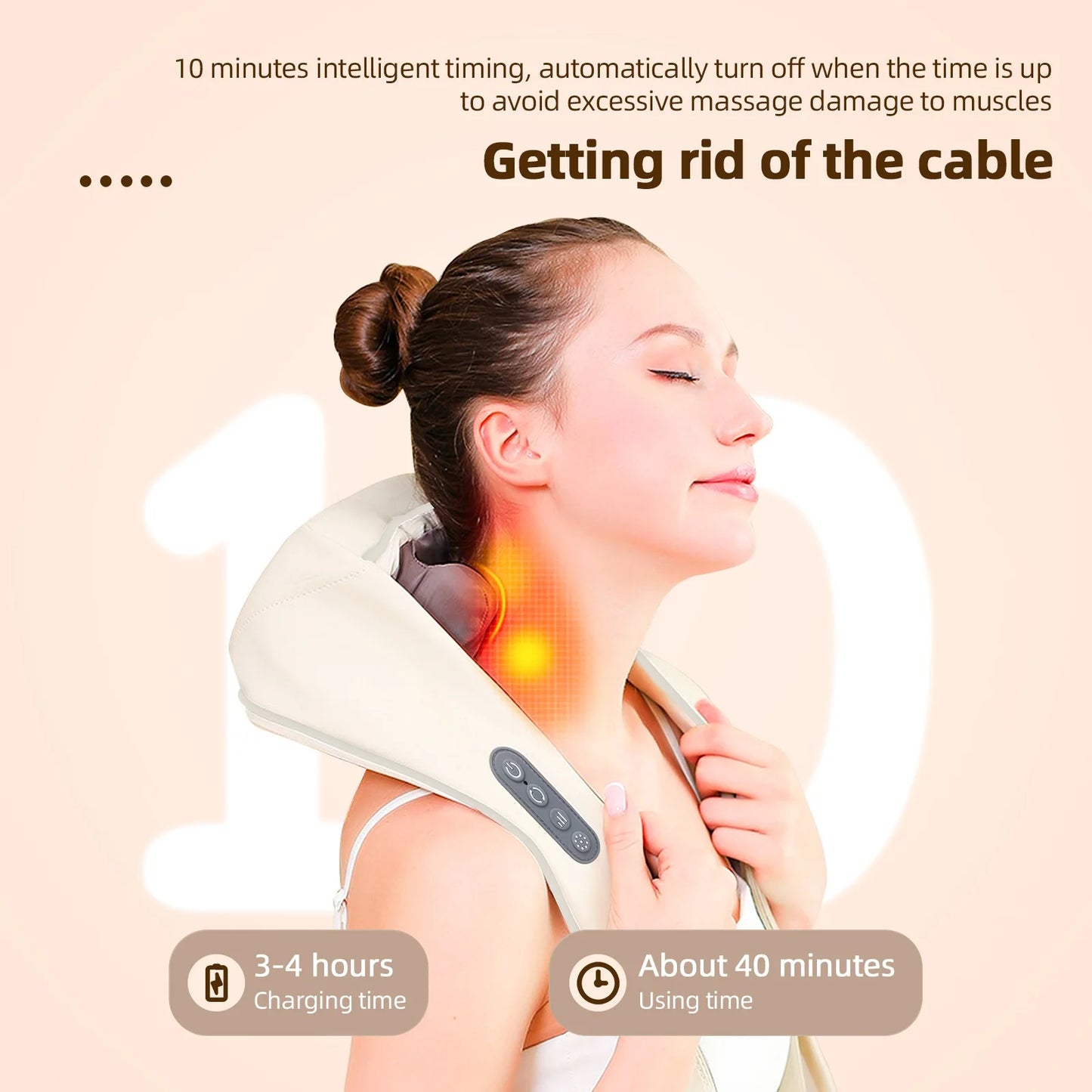 Wireless Neck And Back Shiatsu Kneading Massager