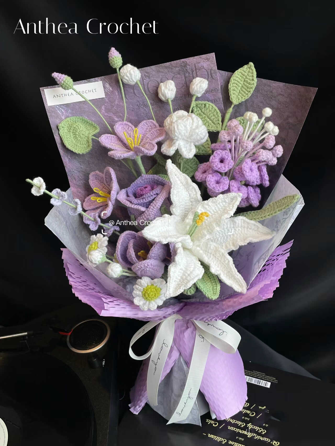 Elegant and fresh handmade crochet bouquet