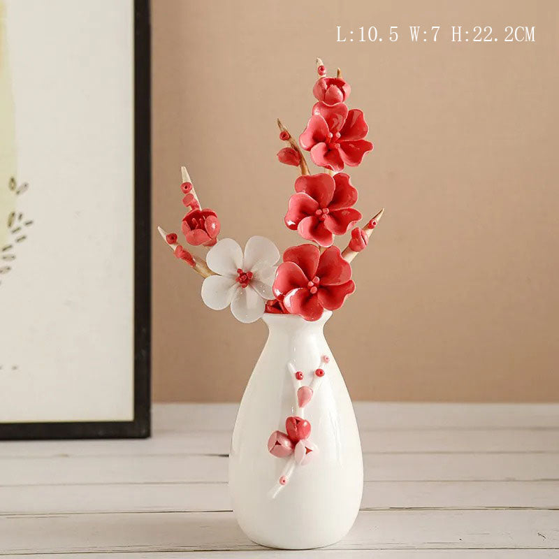 Handmade ceramic flowers + vase