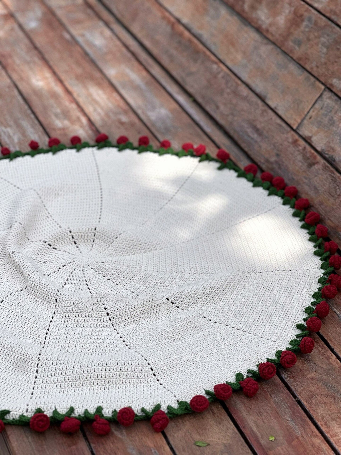 Hand-crocheted floral blanket