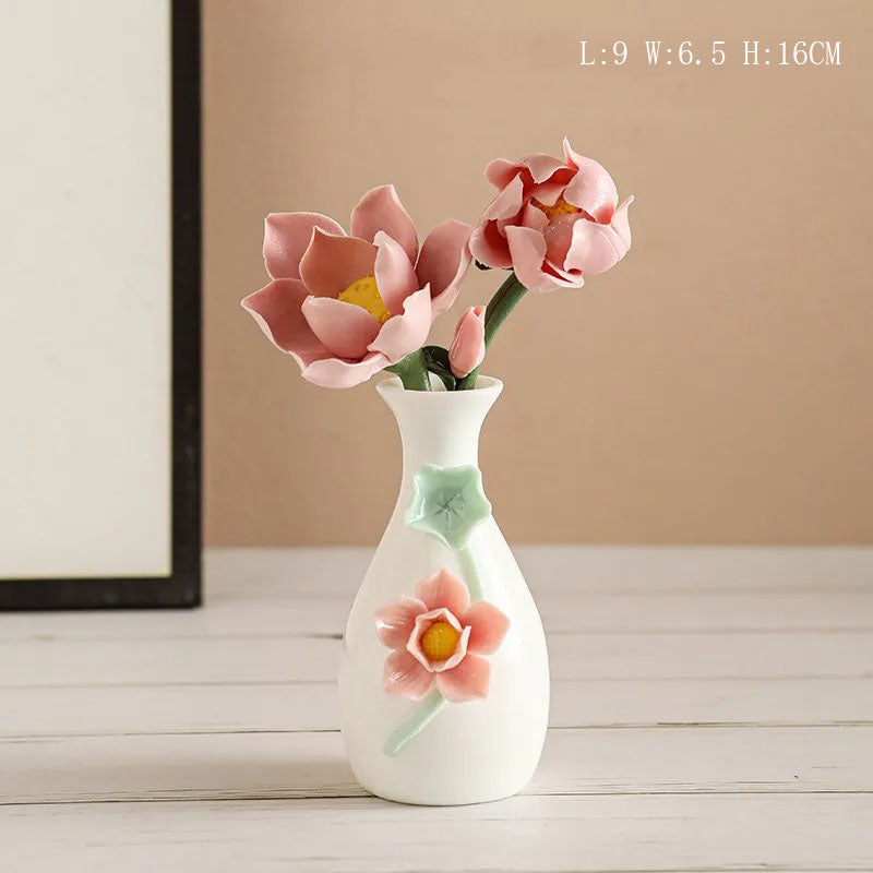 Handmade ceramic flowers + vase