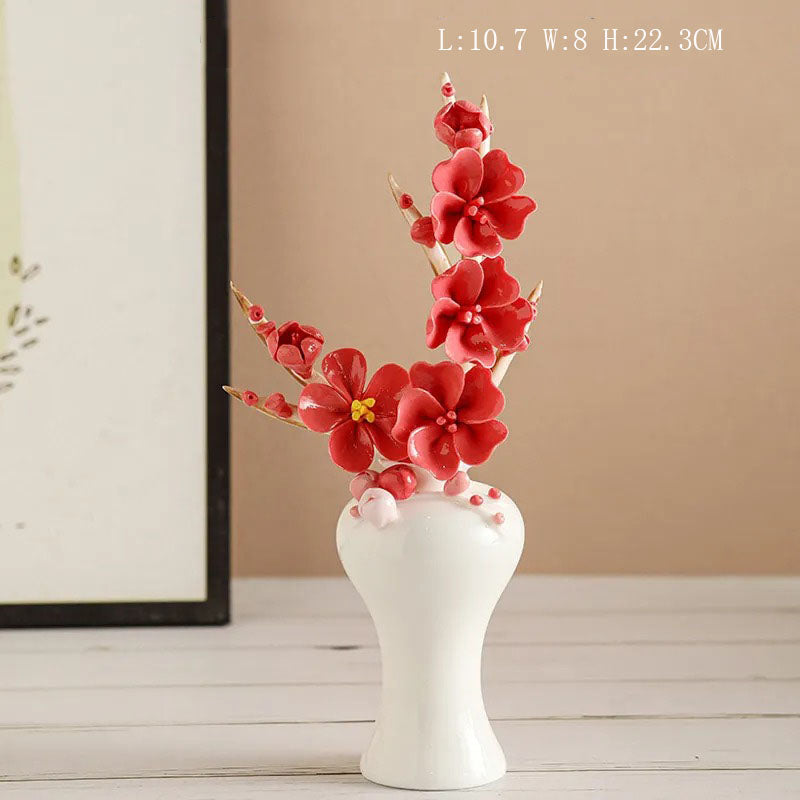 Handmade ceramic flowers + vase