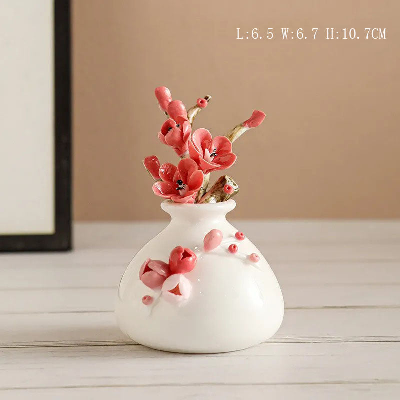 Handmade ceramic flowers + vase
