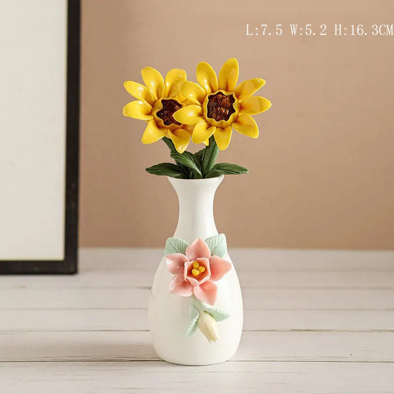 Handmade ceramic flowers + vase