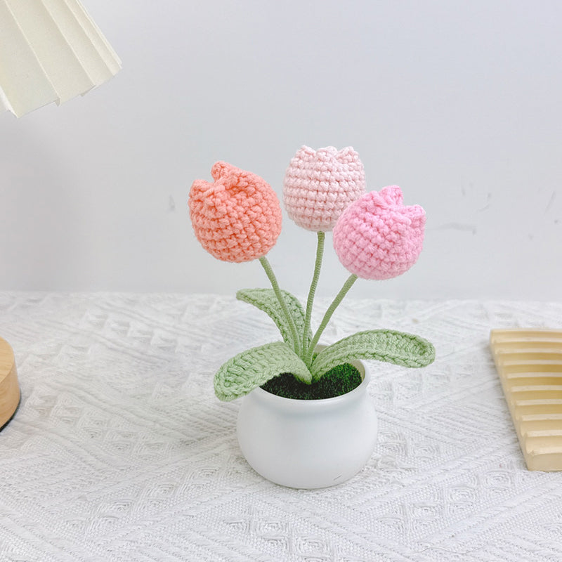 Crochet Tulip Flower Pot