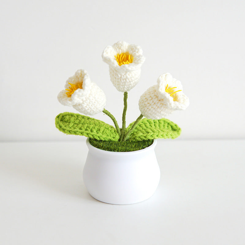 Hand crochet potted plant - lily of the valley