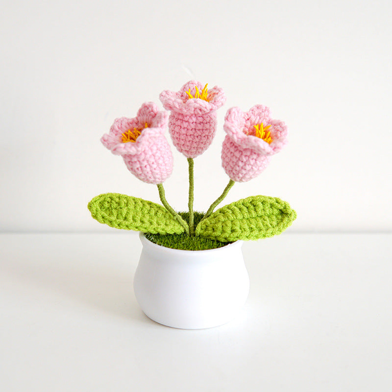 Hand crochet potted plant - lily of the valley