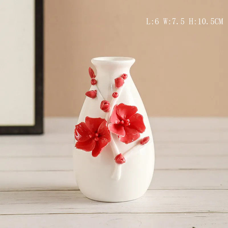 Handmade ceramic flowers + vase