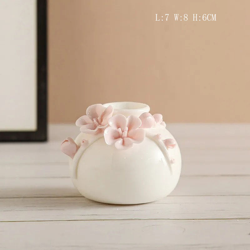 Handmade ceramic flowers + vase