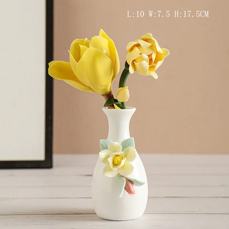 Handmade ceramic flowers + vase