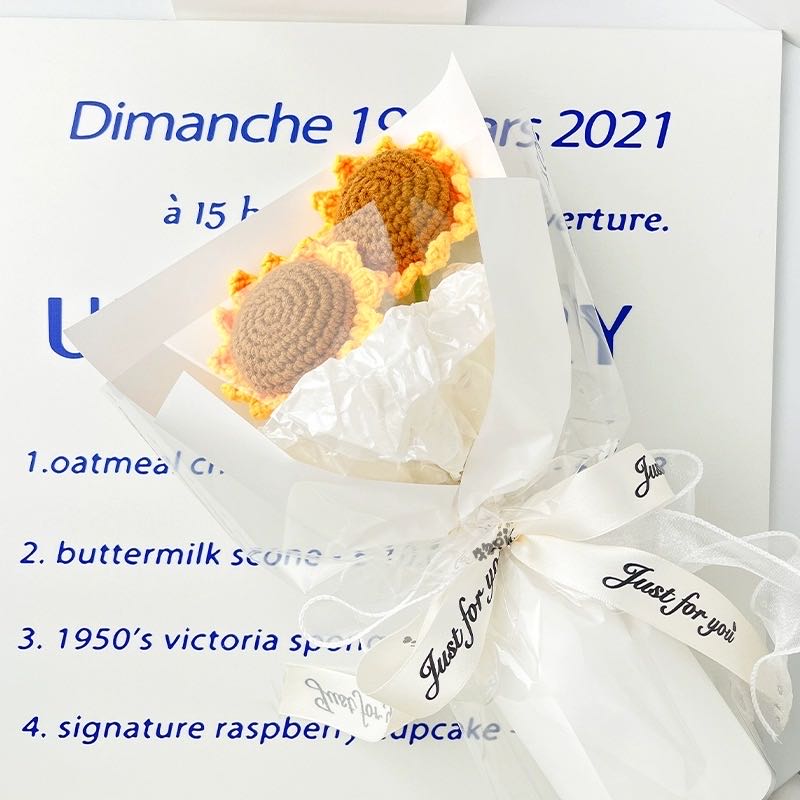 Knitted tulip bouquet Sunflower bouquet