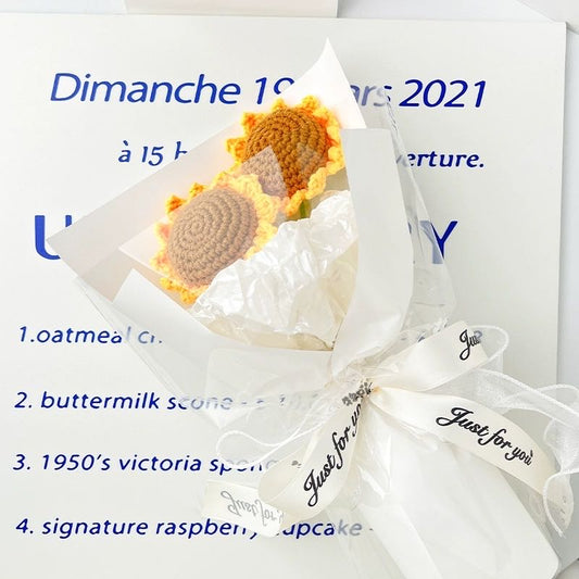 Knitted tulip bouquet Sunflower bouquet