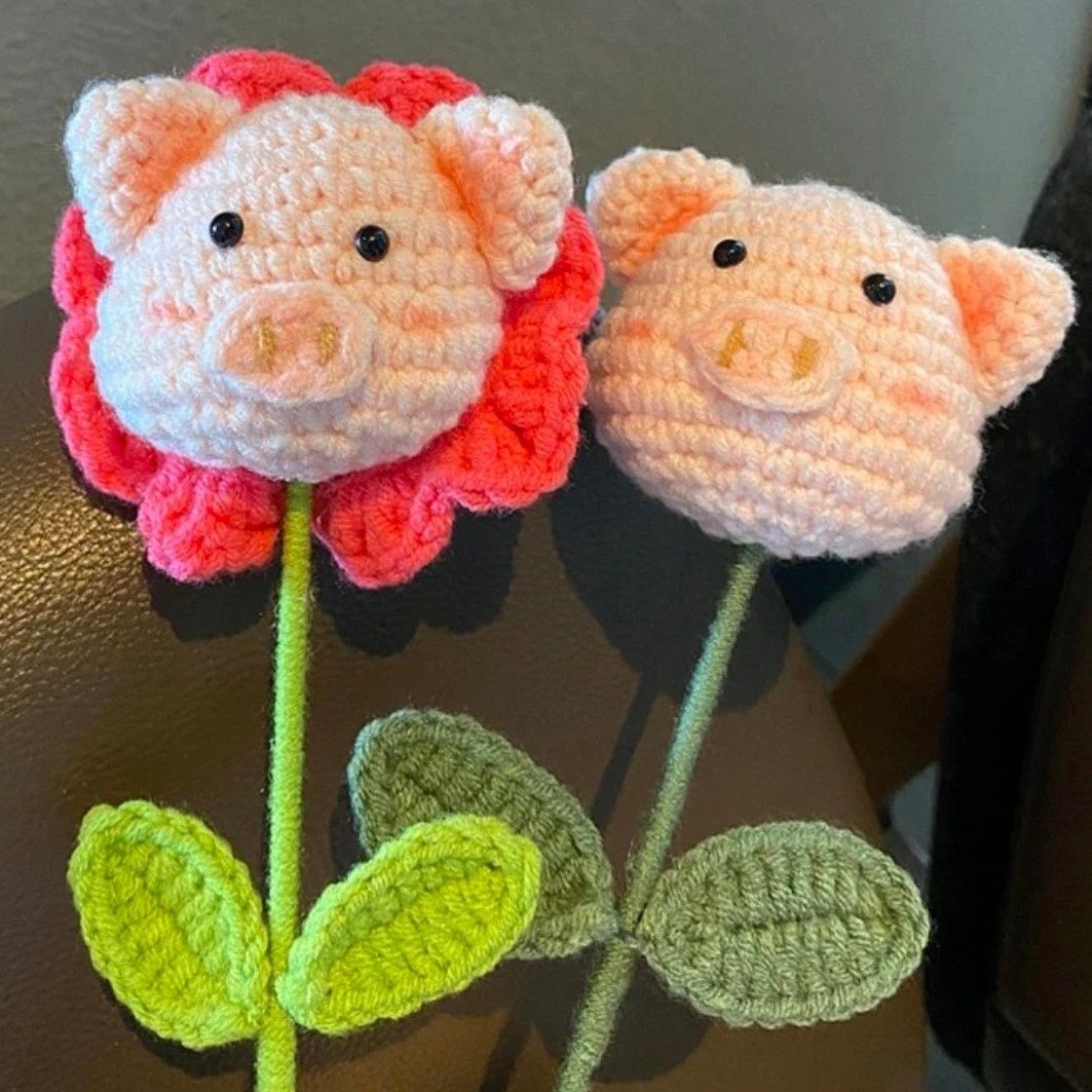 Hand Knitted Cute Pig Bouquet