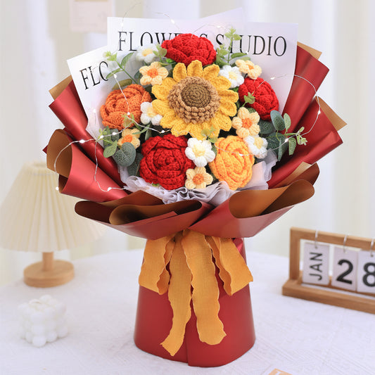 Handwoven Sunflower Rose Bouquet