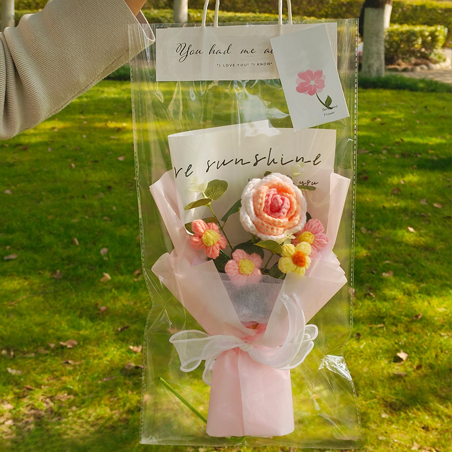 Hand-crocheted bouquet sunflower/rose-puff  bouquet