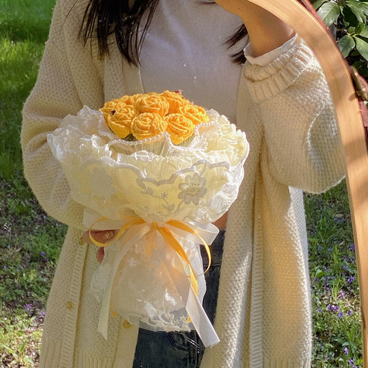 Lace Hand-woven 12 Small Roses/6 Gradient Rose