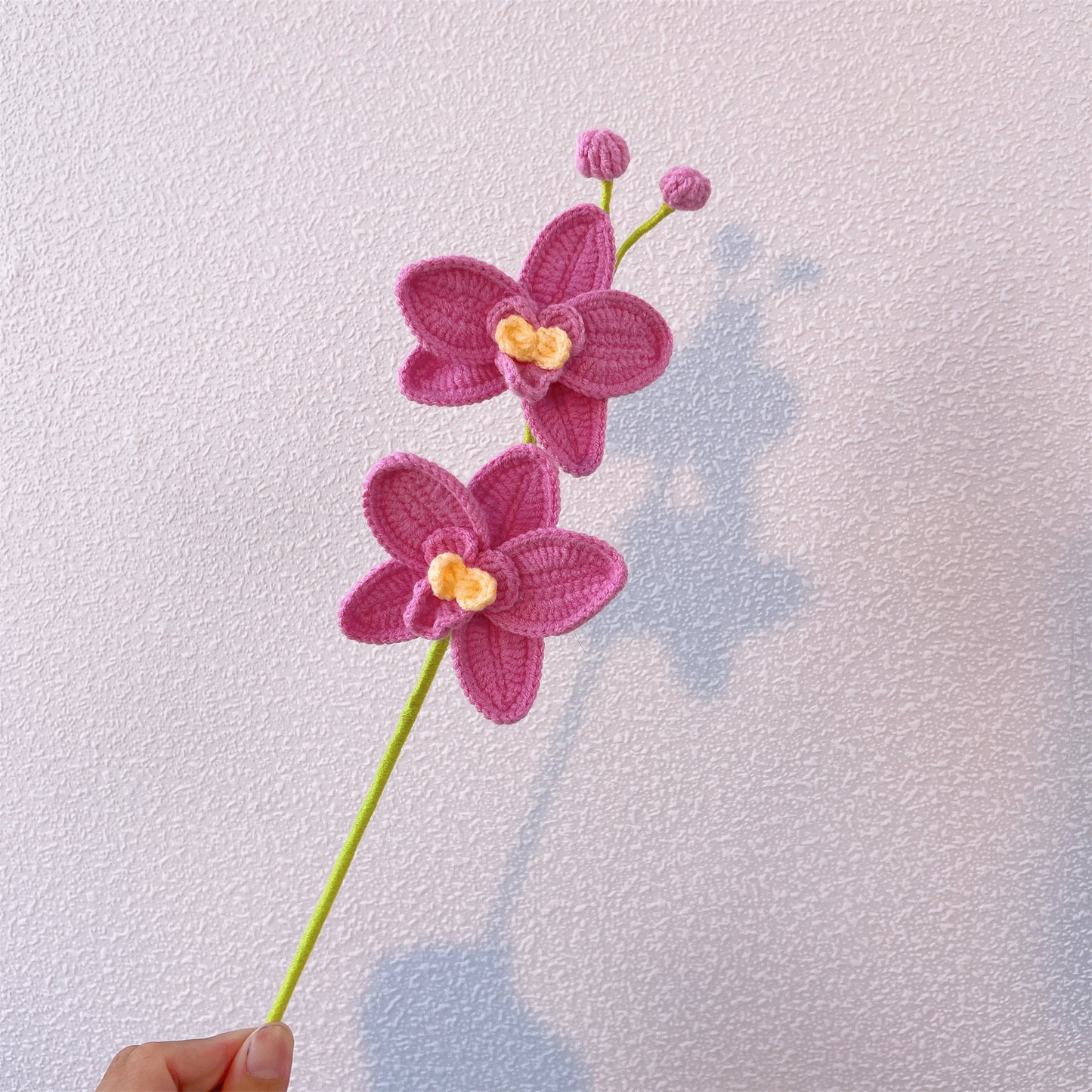 Hand-crocheted double-headed and three-headed phalaenopsis