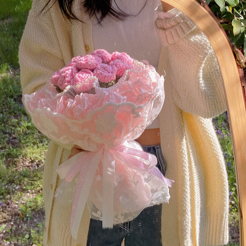 Lace Hand-woven 12 Small Roses/6 Gradient Rose