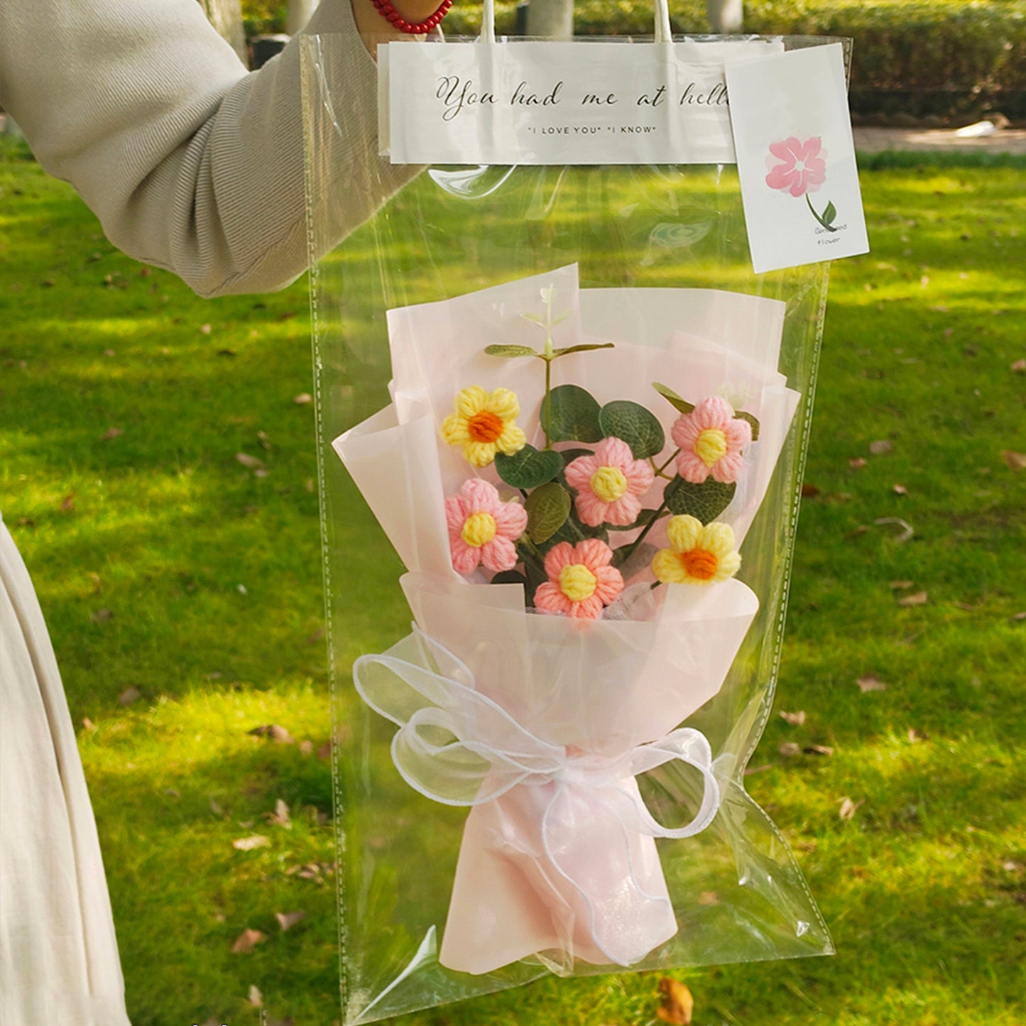 Hand-crocheted bouquet sunflower/rose-puff  bouquet