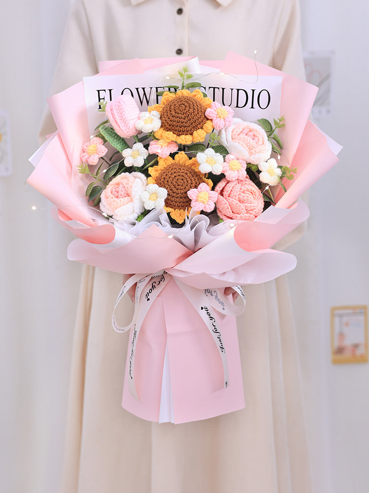 Handwoven Sunflower Rose Bouquet