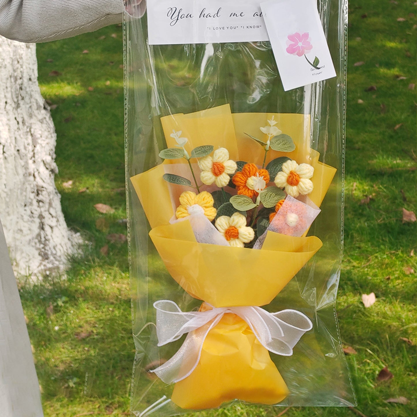 Hand-crocheted bouquet sunflower/rose-puff  bouquet