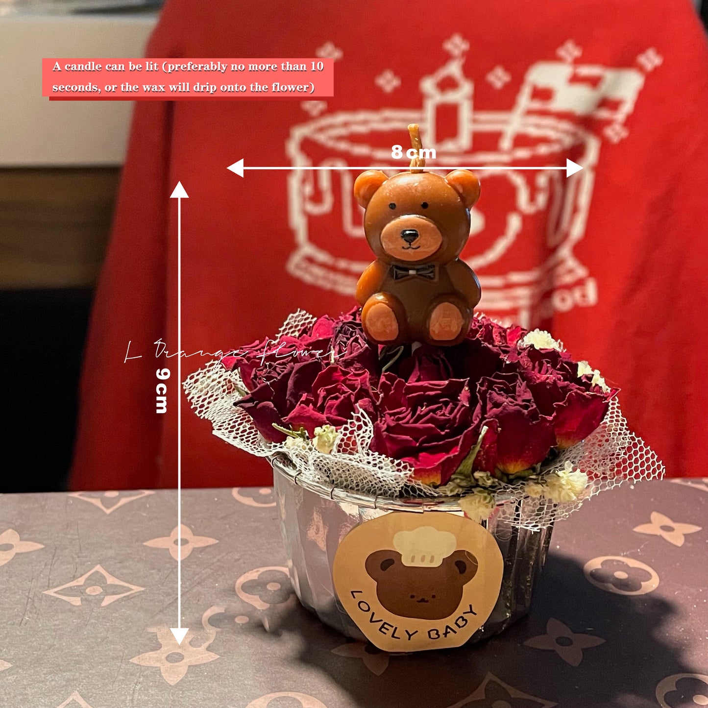 Cup Dried Flower Rose Birthday Candle Decoration