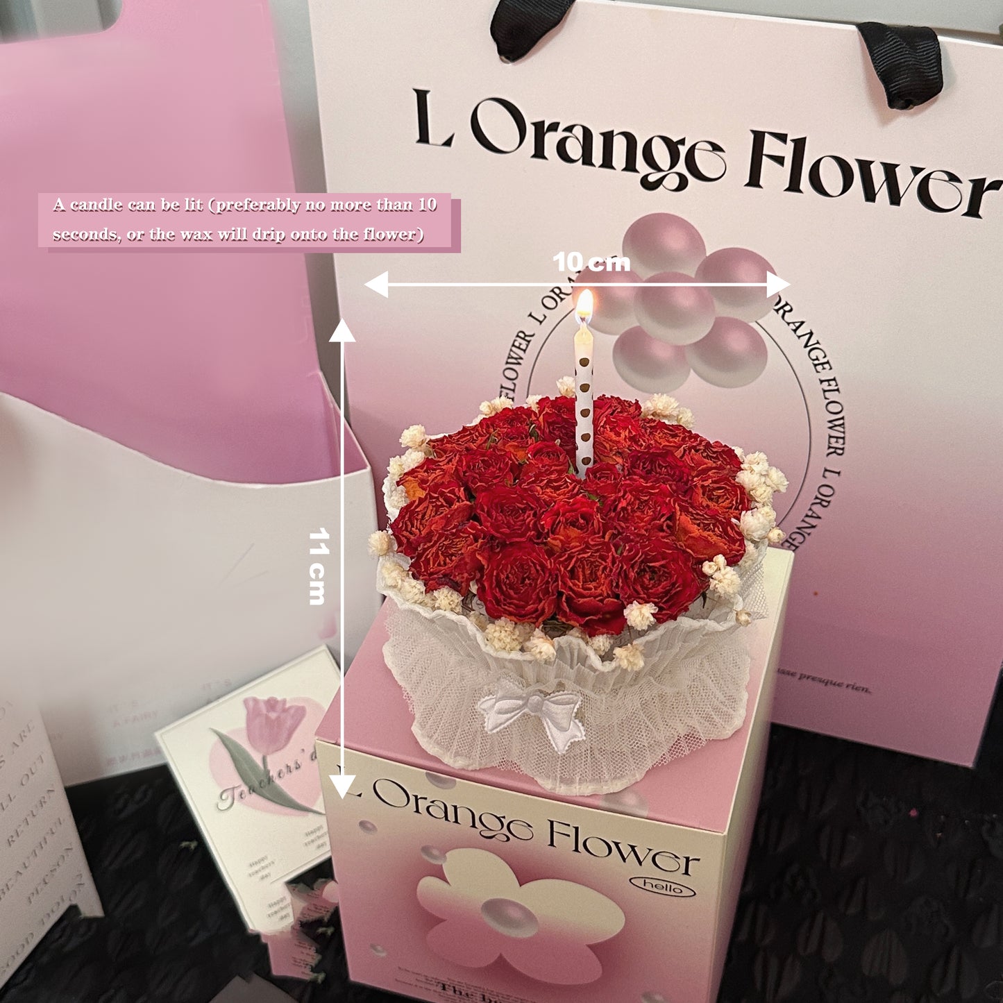 Cup Dried Flower Rose Birthday Candle Decoration