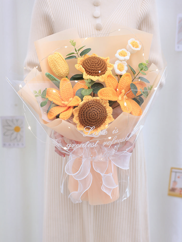 Handwoven Sunflower Rose Bouquet