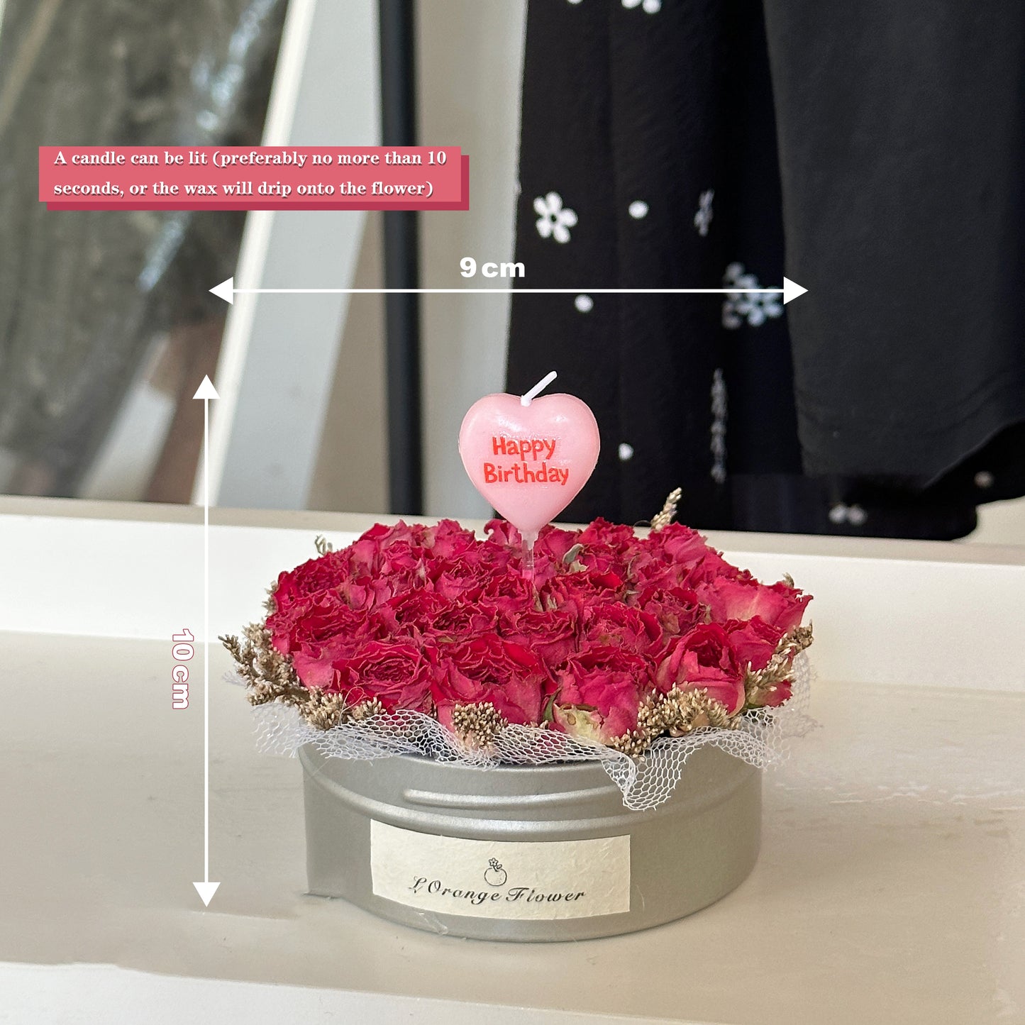 Cup Dried Flower Rose Birthday Candle Decoration