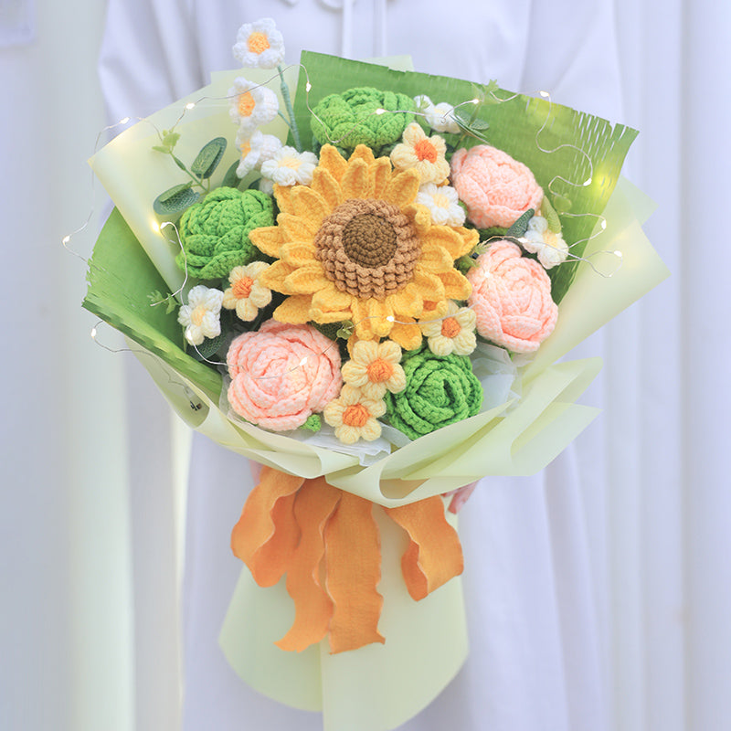 Handwoven Sunflower Rose Bouquet