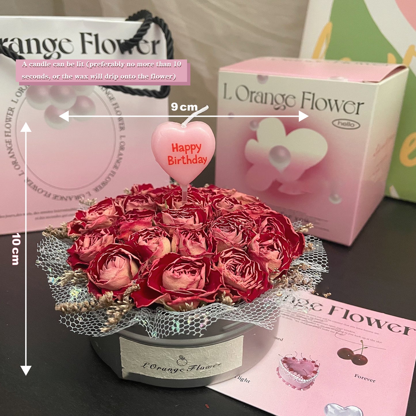 Cup Dried Flower Rose Birthday Candle Decoration