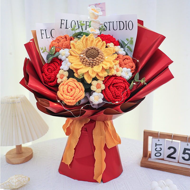 Handwoven Sunflower Rose Bouquet