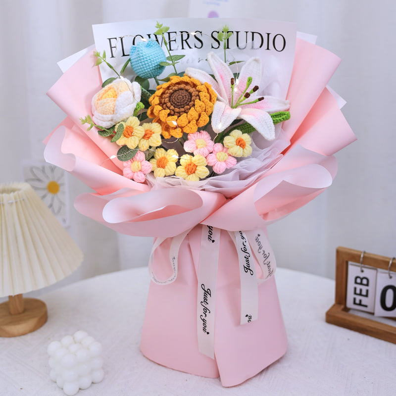 Handwoven Sunflower Rose Bouquet