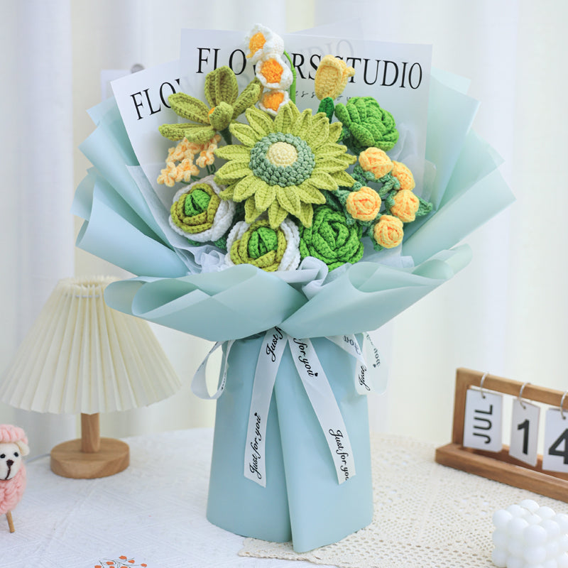 Handwoven Sunflower Rose Bouquet