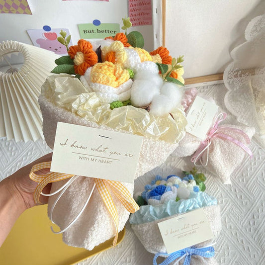 Handmade Knitted Flowers Bouquet