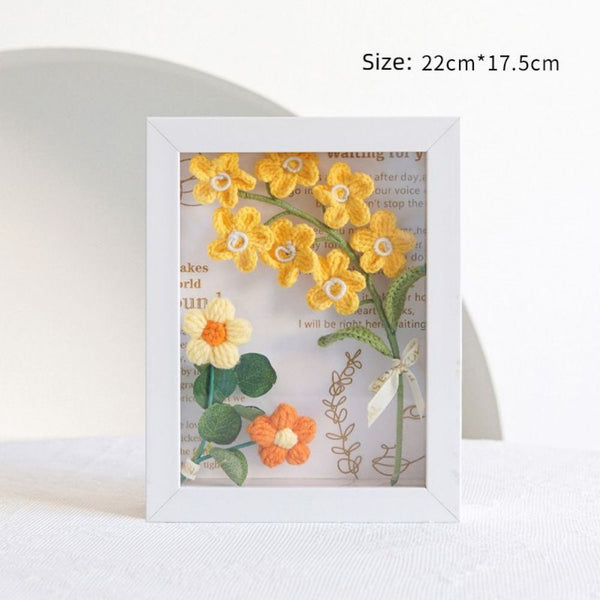 Handmade Knitted Flower Shadow Box Frame