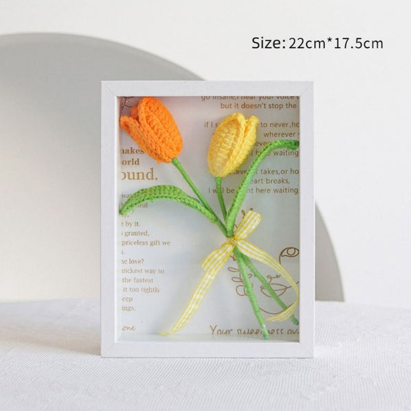 Handmade Knitted Flower Shadow Box Frame