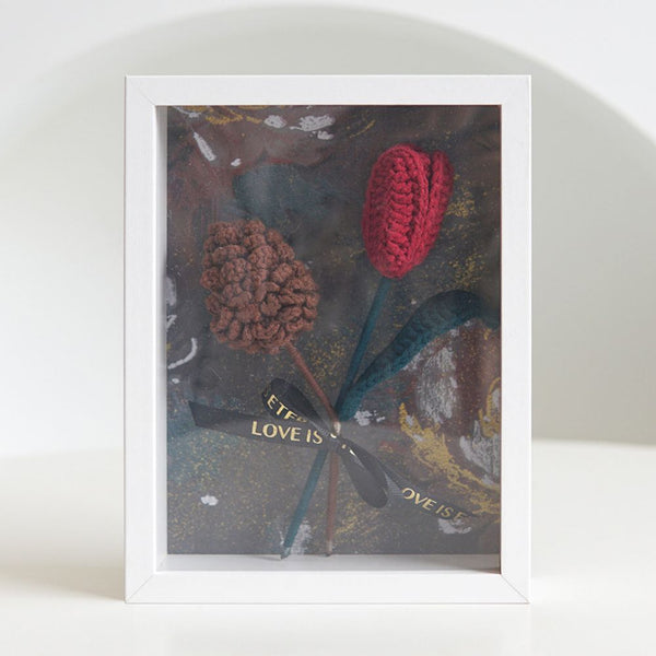 Handmade Knitted Flower Shadow Box Frame