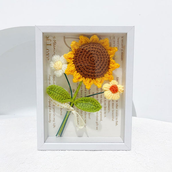 Handmade Knitted Flower Shadow Box Frame