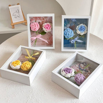 compare product Handmade Knitted Flower Shadow Box Frame