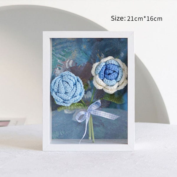 Handmade Knitted Flower Shadow Box Frame