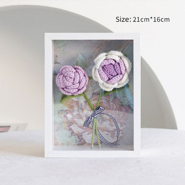 Handmade Knitted Flower Shadow Box Frame