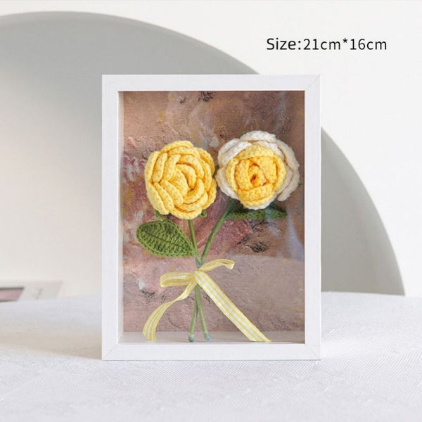 Handmade Knitted Flower Shadow Box Frame