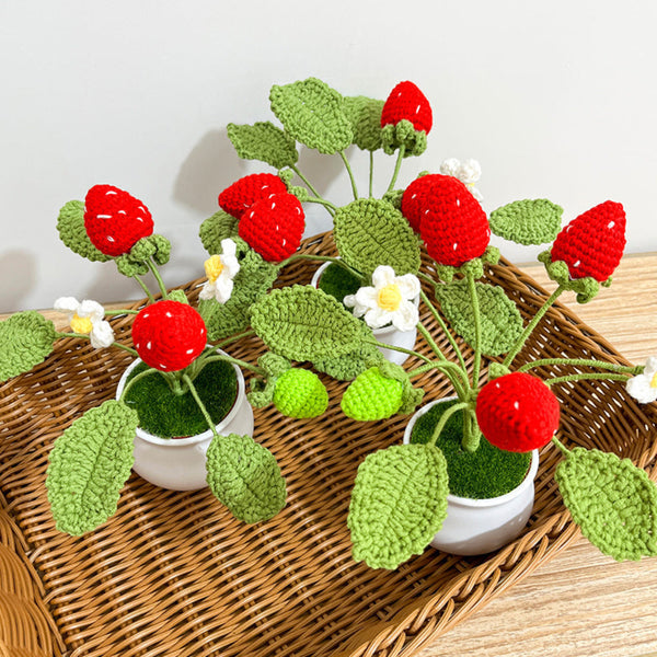 Strawberry Orange Potted Plants Handmade Woven Knitted Potted Plants