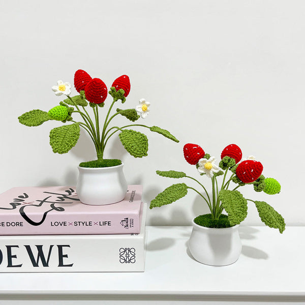 Strawberry Orange Potted Plants Handmade Woven Knitted Potted Plants