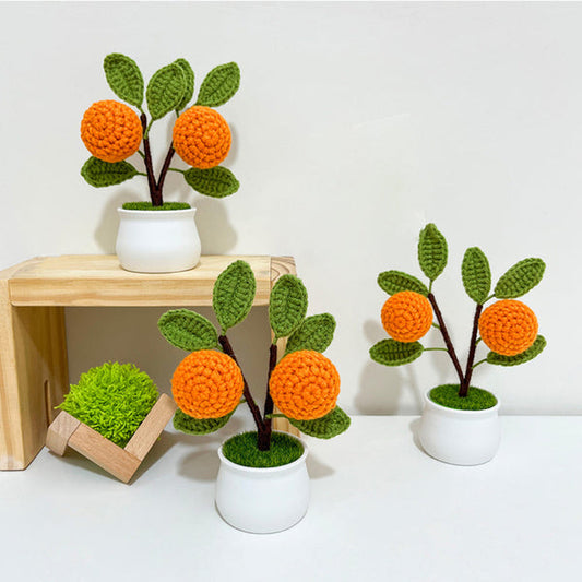 Strawberry Orange Potted Plants Handmade Woven Knitted Potted Plants