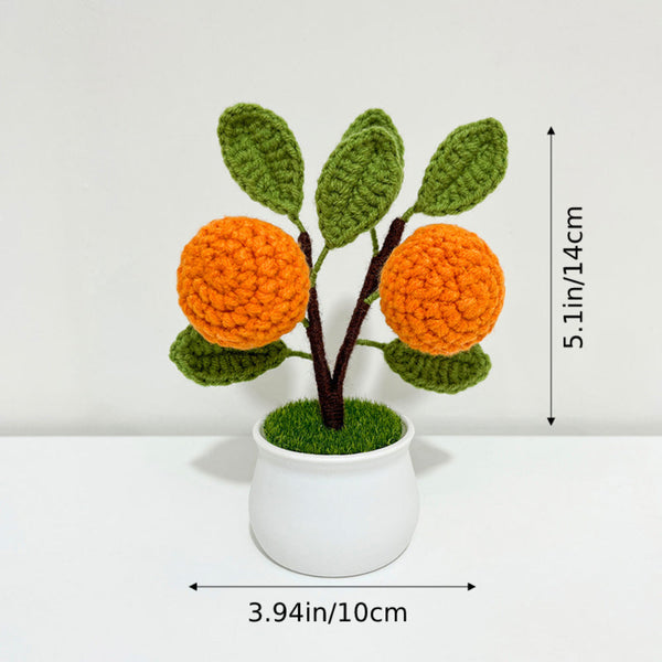 Strawberry Orange Potted Plants Handmade Woven Knitted Potted Plants