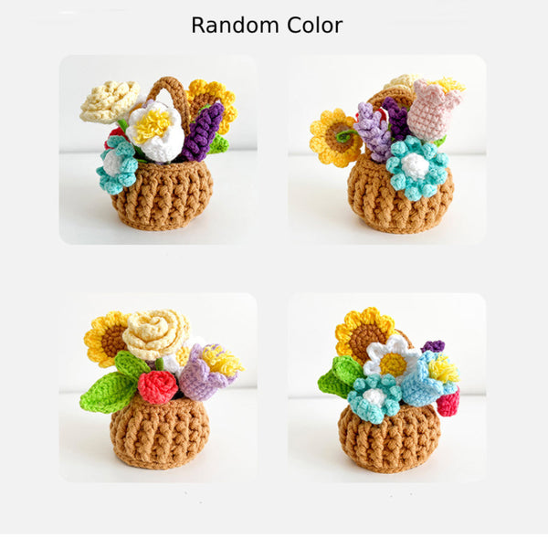 Handmade Multicolor Flowers Crochet Potted Plants Completed