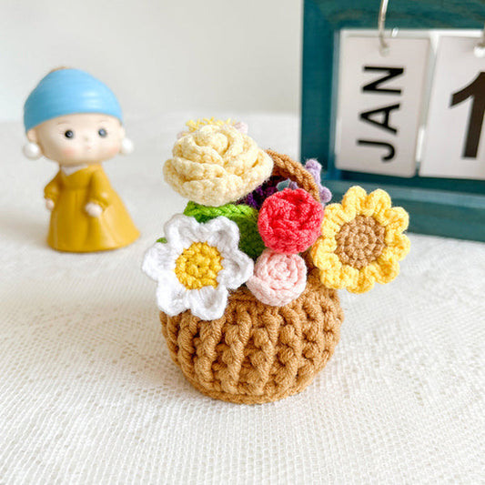 Handmade Multicolor Flowers Crochet Potted Plants Completed
