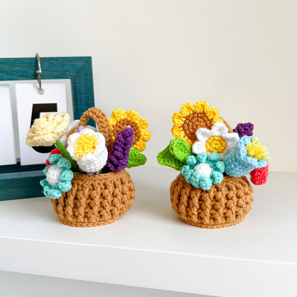Handmade Multicolor Flowers Crochet Potted Plants Completed
